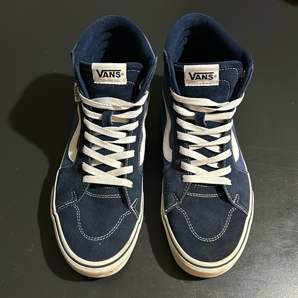 VANS old school SK8-Hi Blue White Men's Size 8.5 High Top Sneakers Shoes EUC - Picture 2 of 6
